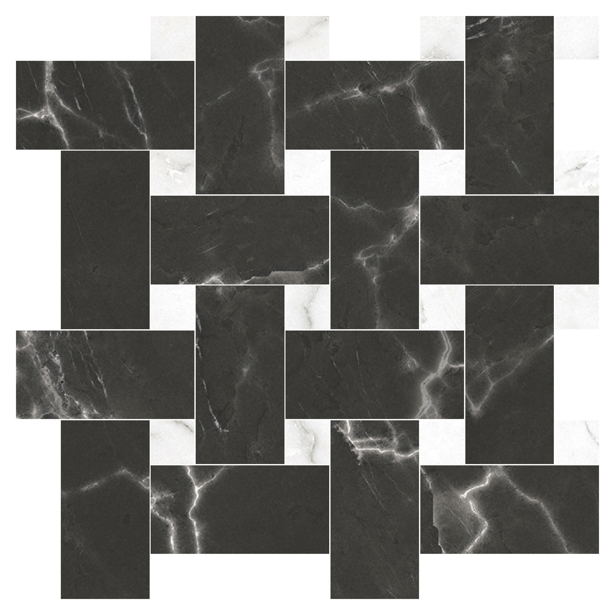 Marmor Mosaikk Gulvflis Venata Svart Strikk Matt-Sateng 30x30 cm