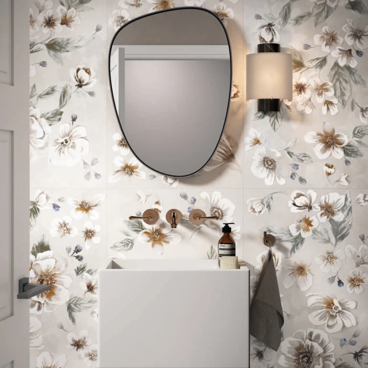 Dekor Veggflis Bloomia Fiori Matt-Blank 60x120 cm