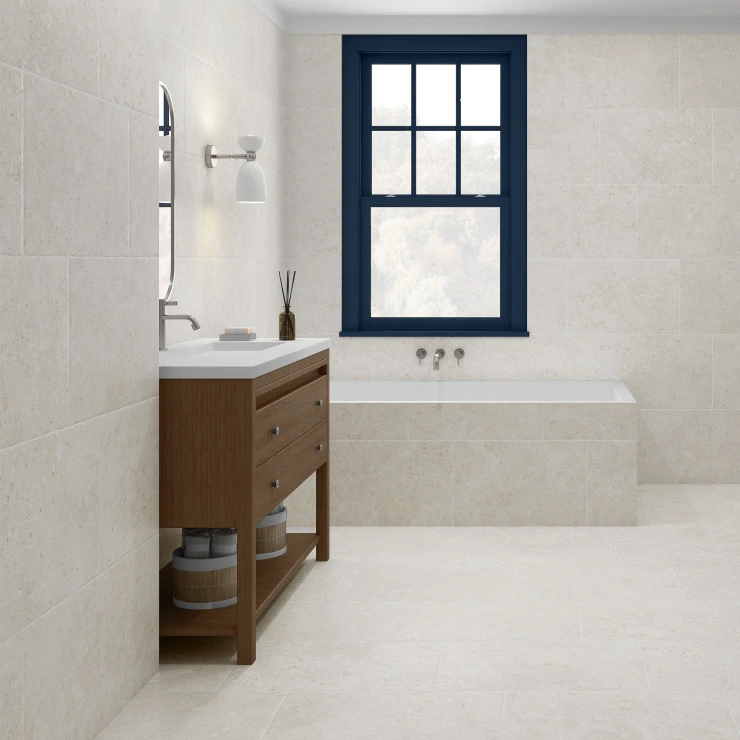 Gulvflis Kalksten Sand Ivory Matt 100x100 cm