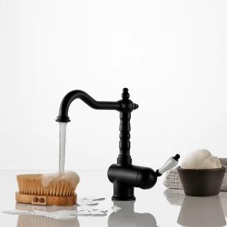 Servantbatteri <strong>Alderton</strong>  Lever Svart Matt
