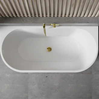 Badekar <strong>Fiore</strong>  Hvit Blank 160 cm med Gull Pop-up Bunnventil