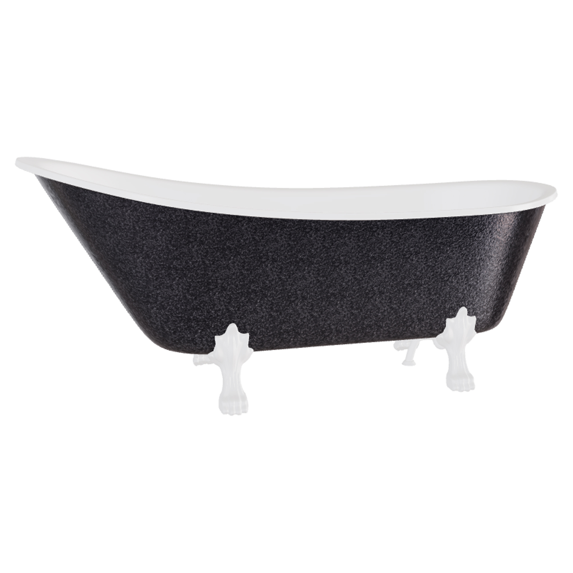 Badekar Royal Elegance Grafitt Blank 160 cm med Hvit Lejonfötter & Badekaravløp