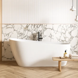 Badekar <strong>Castora</strong>  Hvit Blank 170 cm med Krom Click-Clack Bunnventil