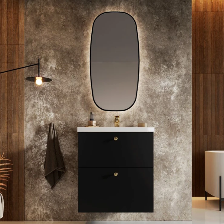 Speil med Backlit Lucora Svart 45x90 cm