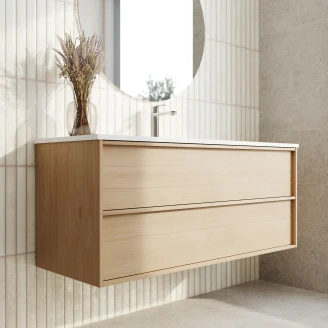 Servantskap <strong>Ekskär</strong>  Ek Matt 120 cm med Servant Hvit Blank