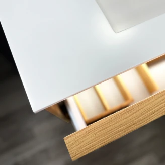 Dubbelt Servantskap Ekskär Ek Matt 120 cm med Corian Dubbelt Servant med Lådindelning & LED