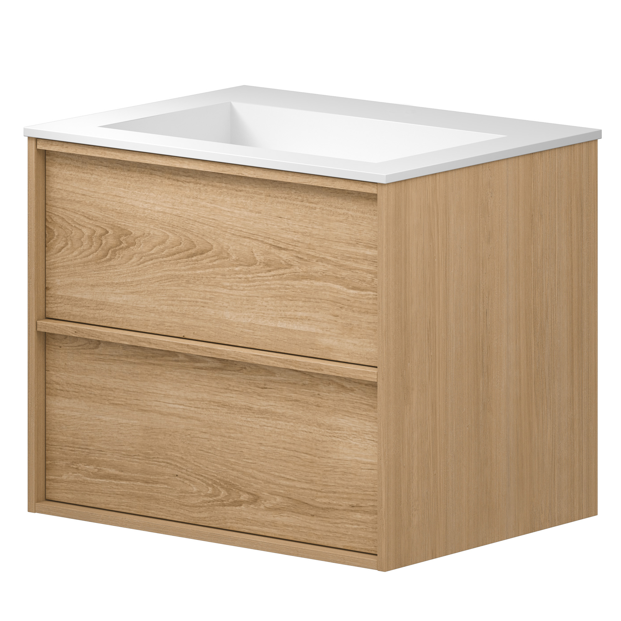 Servantskap Eikskär Eik Matt 60 cm med Corian Handfat Hvit Matt