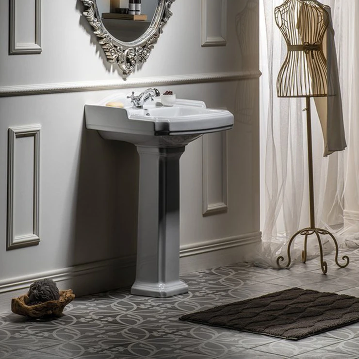 Servant Kensington Hvit 60 cm med Piedestal Hvit Blank