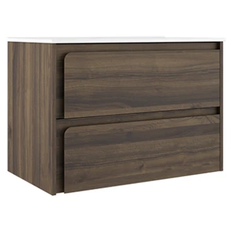 Servantskap <strong>Clarte</strong>  Valnøtt Matt 80 cm med Servant Hvit Blank