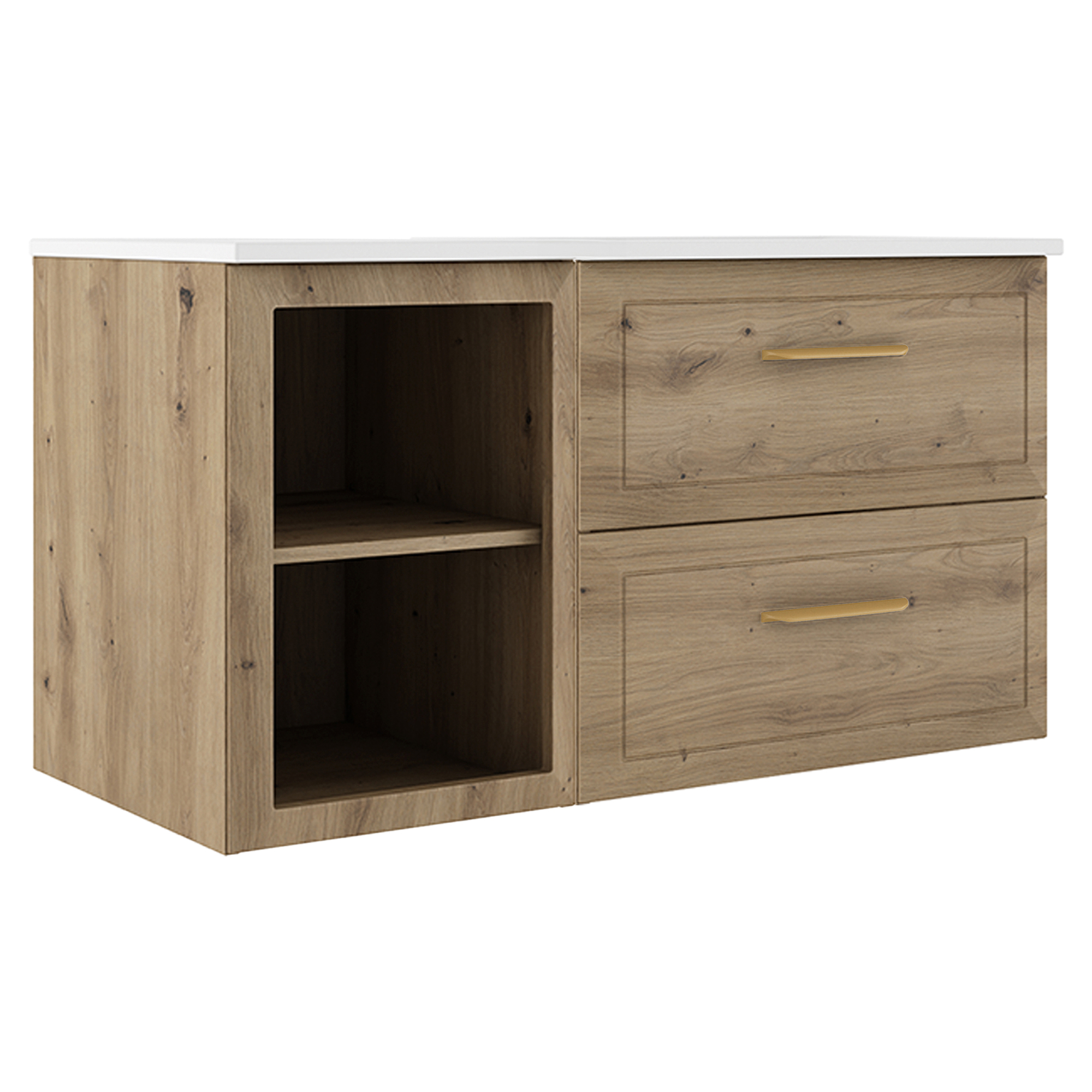Servantskap Gold Tandem Eik Matt 40+60 cm med Servant Hvit Blank