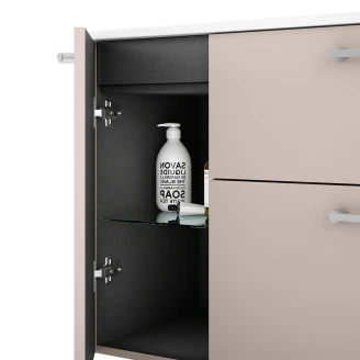 Servantskap Krom Ombra Beige 100 cm Høyre med Servant Hvit & Ben