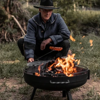 Barebones Ildskål med Grill­sæt S cm <strong>Cowboy</strong>  Sort