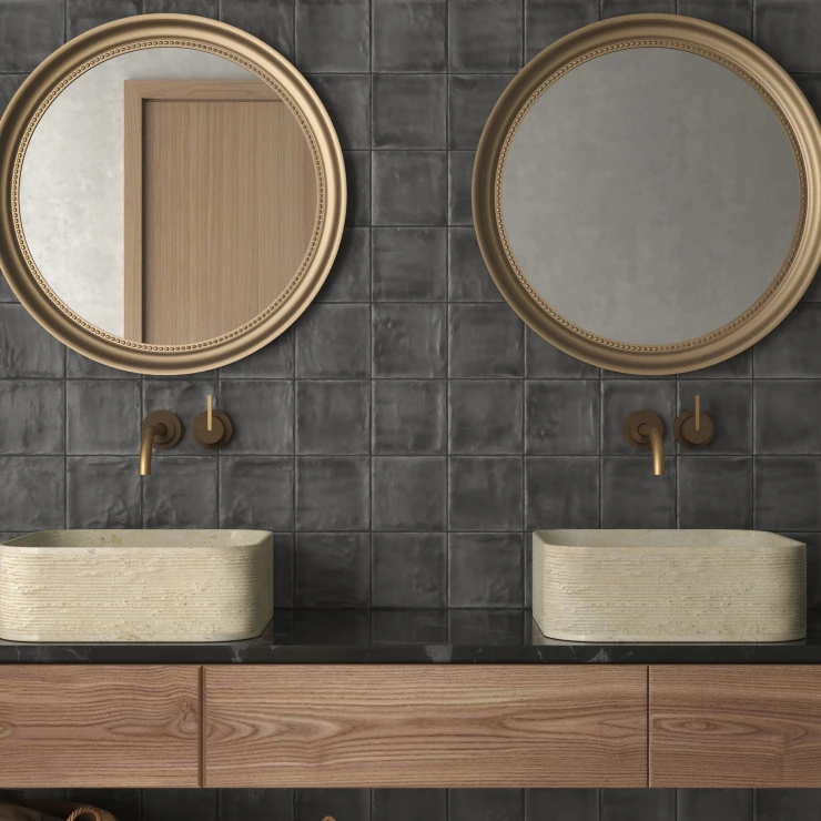 Dune Veggflis Riad Svart Blank 13x13 cm
