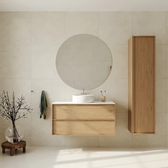 Servantskap Ekskär Eik 100 cm med Cosentino Benkplate Silestone Lysbeige Polert