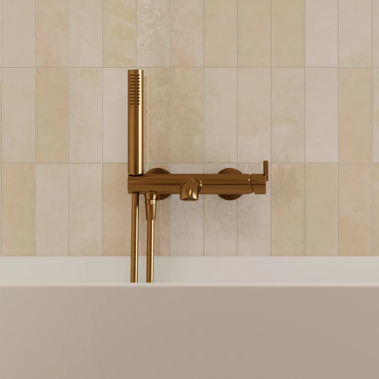 Badekarbatteri med Dusjsett Silia Bronse Matt