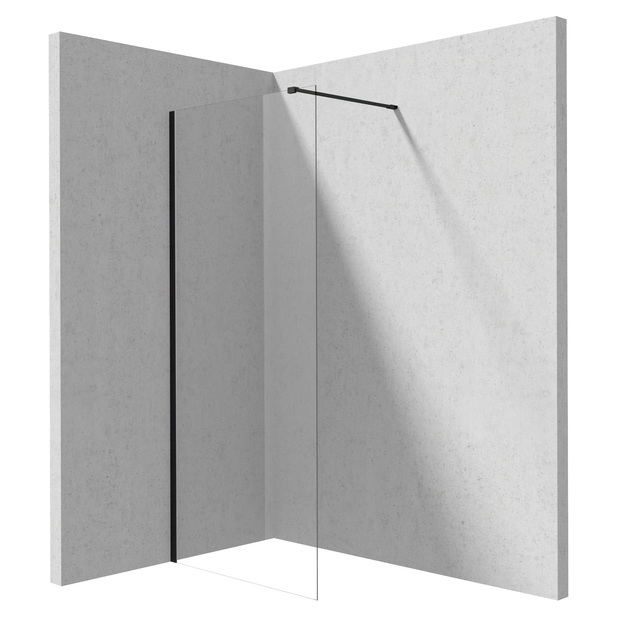 Dusjvegg Prizma Svart Matt 6 mm 70x195 cm