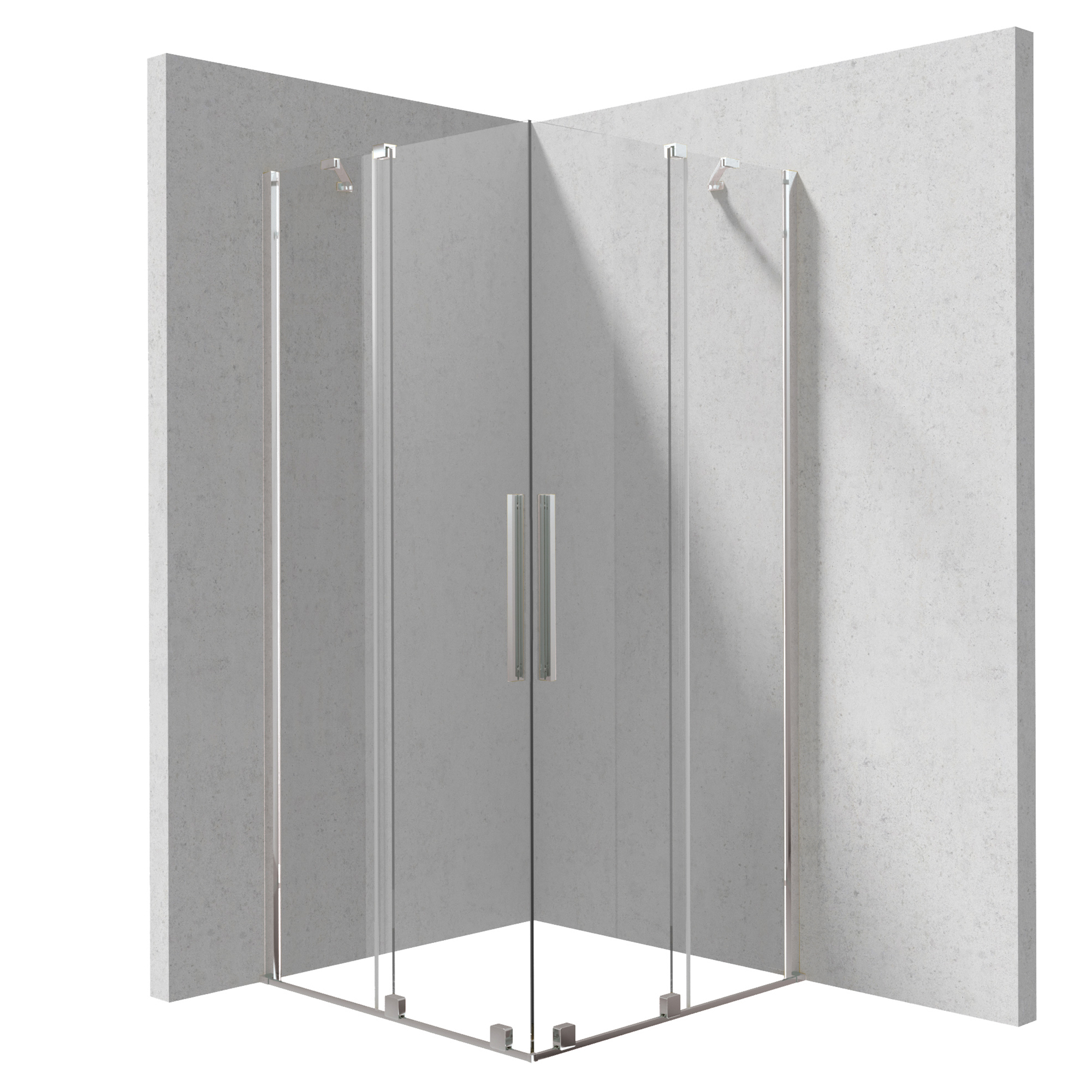 Dusjhjørne Prizma 80 + 80 cm Krom Blank
