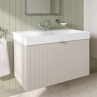 Servantskap <strong>Atria</strong>  Beige Matt 80 cm med Handfat Hvit Blank