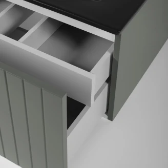 Servantskap Atria Grønn Matt 60 cm med Benkeplate Eik Massiv UV-lakkert