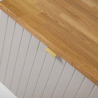 Servantskap Atria Beige Matt 80 cm med Benkeplate Eik Massiv UV-lakkert