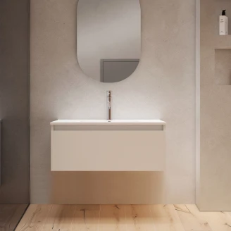 Servantskap <strong>Blisse</strong>  Beige Matt 70x46x28 cm med Servant Hvit Blank
