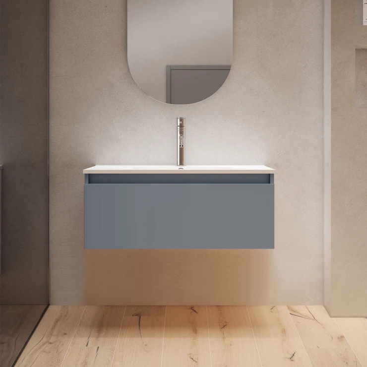 Servantskap Blisse Blå Matt 70x46x28 cm med Servant Hvit Blank