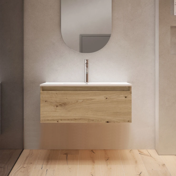 Servantskap Blisse Eik Matt 70x46x28 cm med Servant Hvit Blank