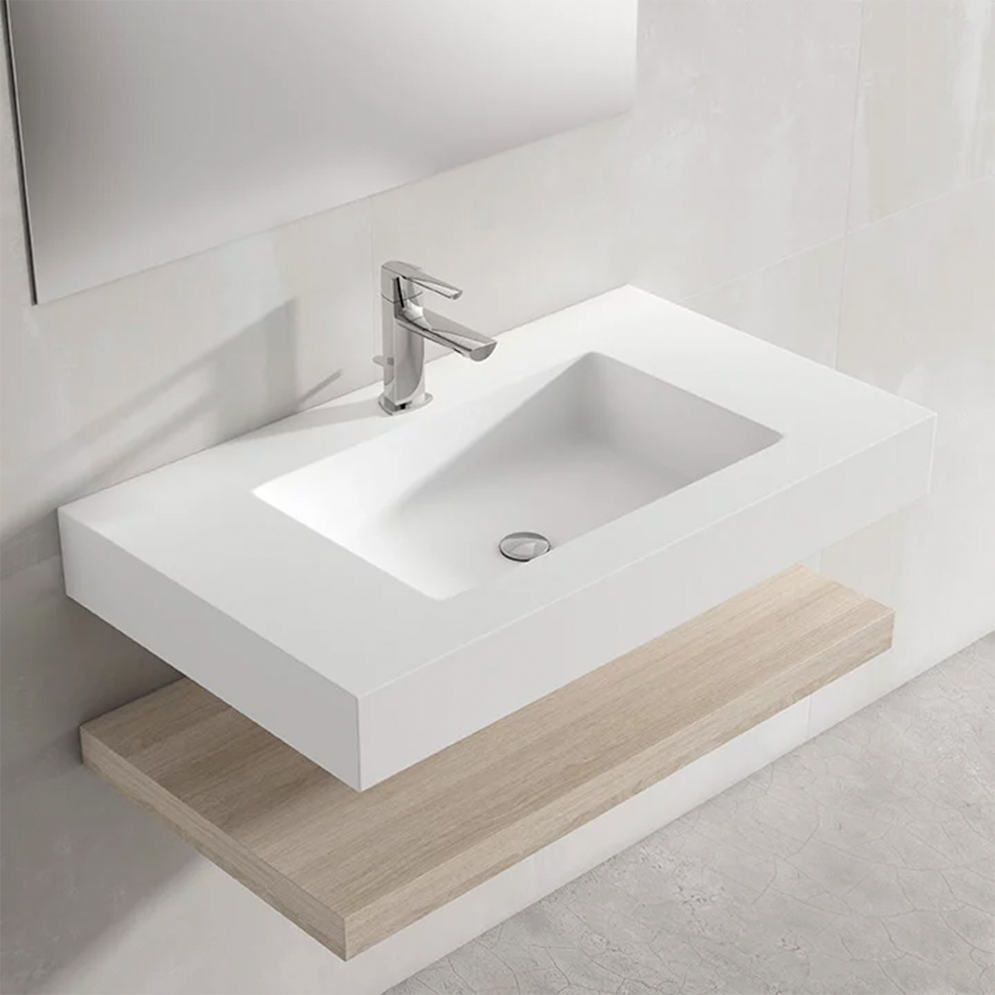 Baderomspakke Cavo 80 cm Mineralmarmor Servant & Benkplate Eik Matt