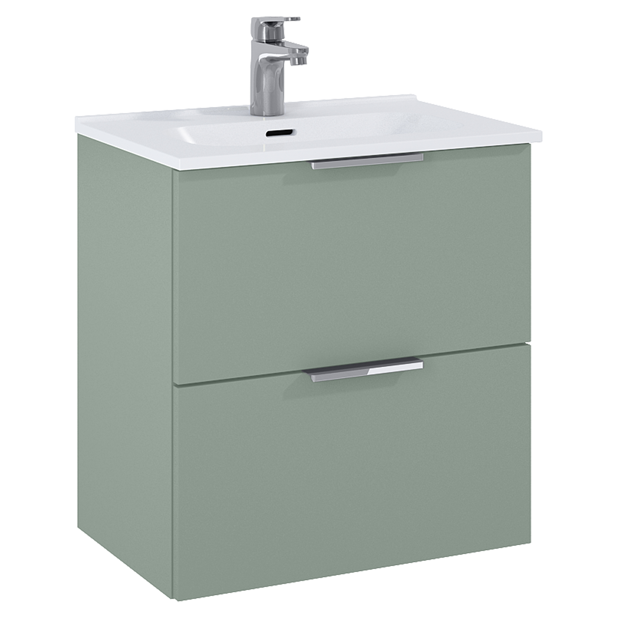 Servantskap Opus Salviegrønn Matt 50x36 cm med Servant Hvit Blank