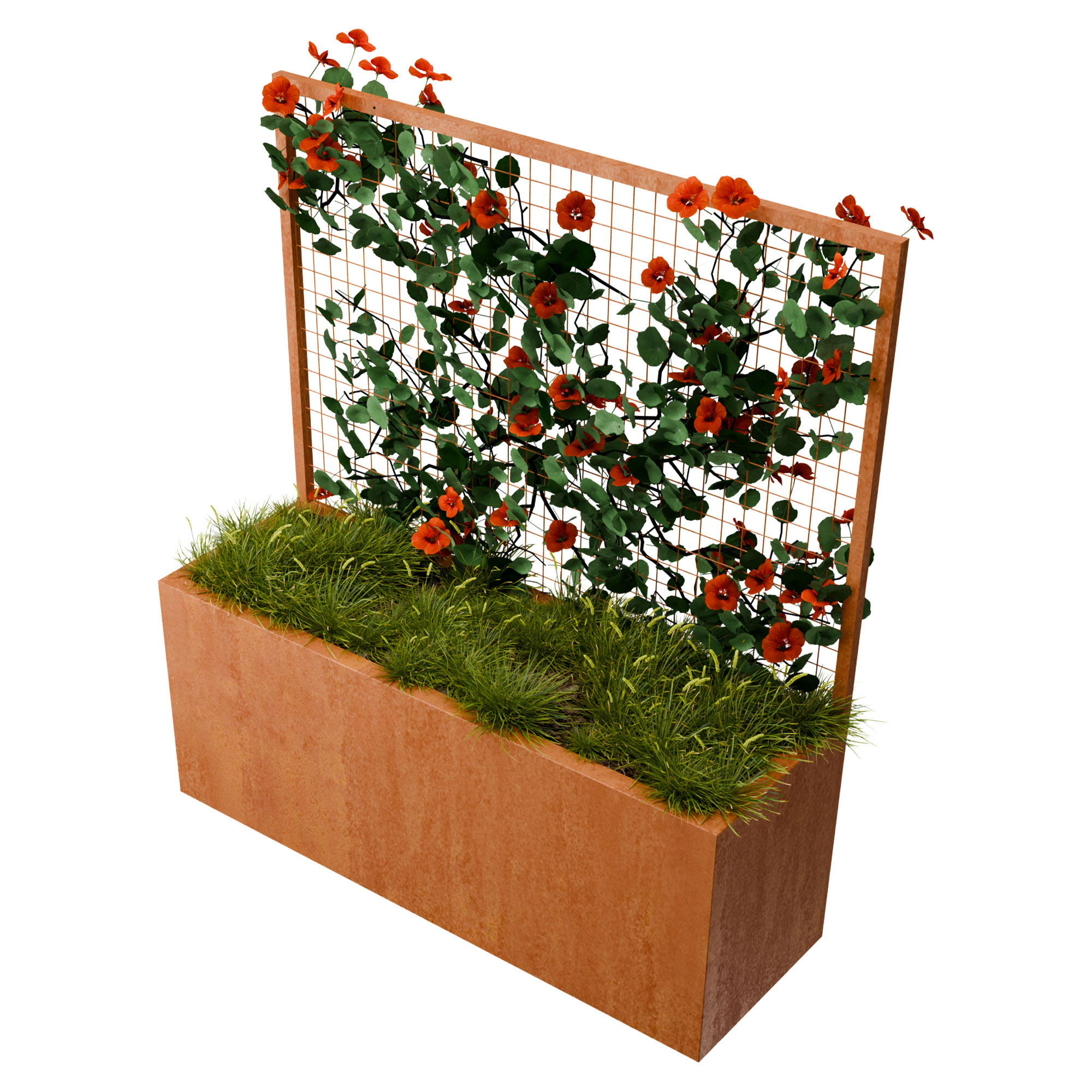 Plantekasse med Spaljé Nodd Cortenstål 150x50x160 cm