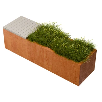 Plantekasse S med Sittebenk <strong>Florex</strong>  Cortenstål 150 cm