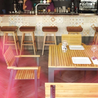 Cafésett Utendørs Wildfren med Bord 160 cm & 6 Stoler Tre, Svart