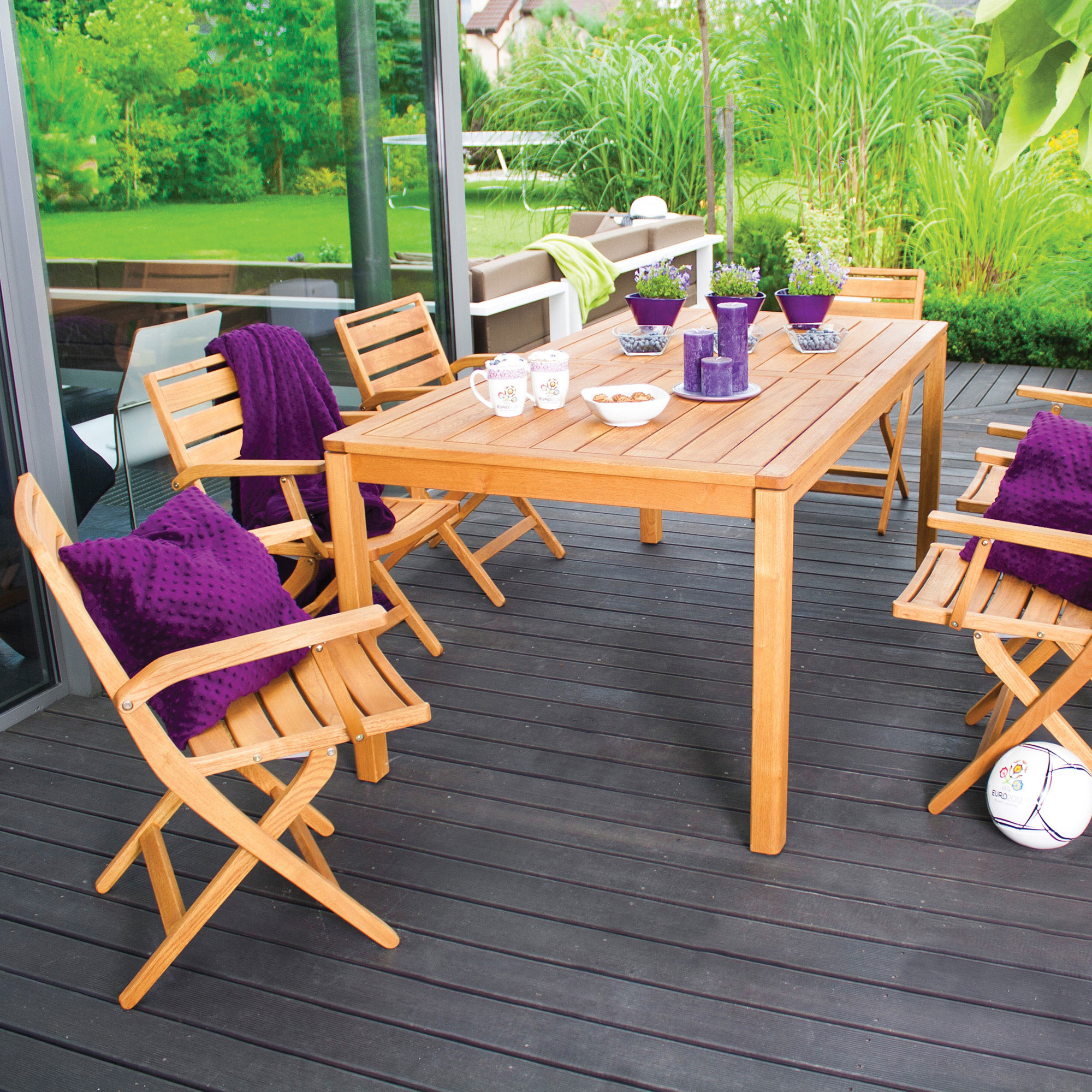 Hagesett Creston med Bord 180 cm & 6 Stoler Tre