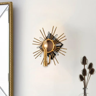 Gilded Nola Vegglampe <strong>Sun King</strong>  Gull