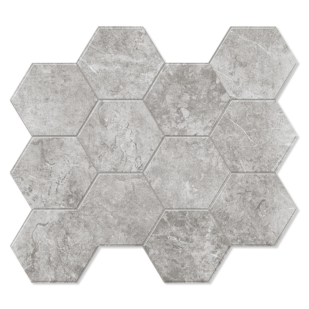 Unicomstarker Sekskant Mosaikk Gulvflis Evostone Mist Matt 30x34 (9.7x11.2) cm