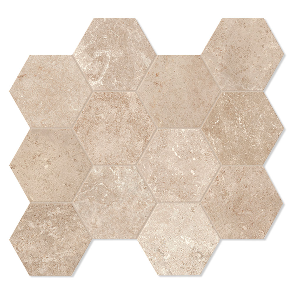 Unicomstarker Sekskant Mosaikk Gulvflis Pierre Neuve Sable Matt 30x34 (9.7x11.2) cm