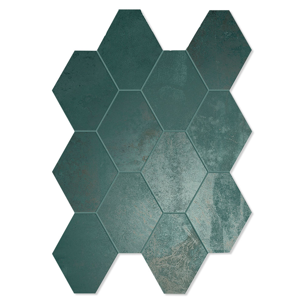 Unicomstarker Sekskant Mosaikk Gulvflis Oxid Emerald Matt 25x34 (9.7x11.2) cm
