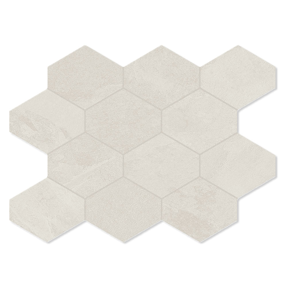 Unicomstarker Sekskant Mosaikk Gulvflis Brazilian Slate Oxford White Matt 25x34 (9.7x11.2) cm
