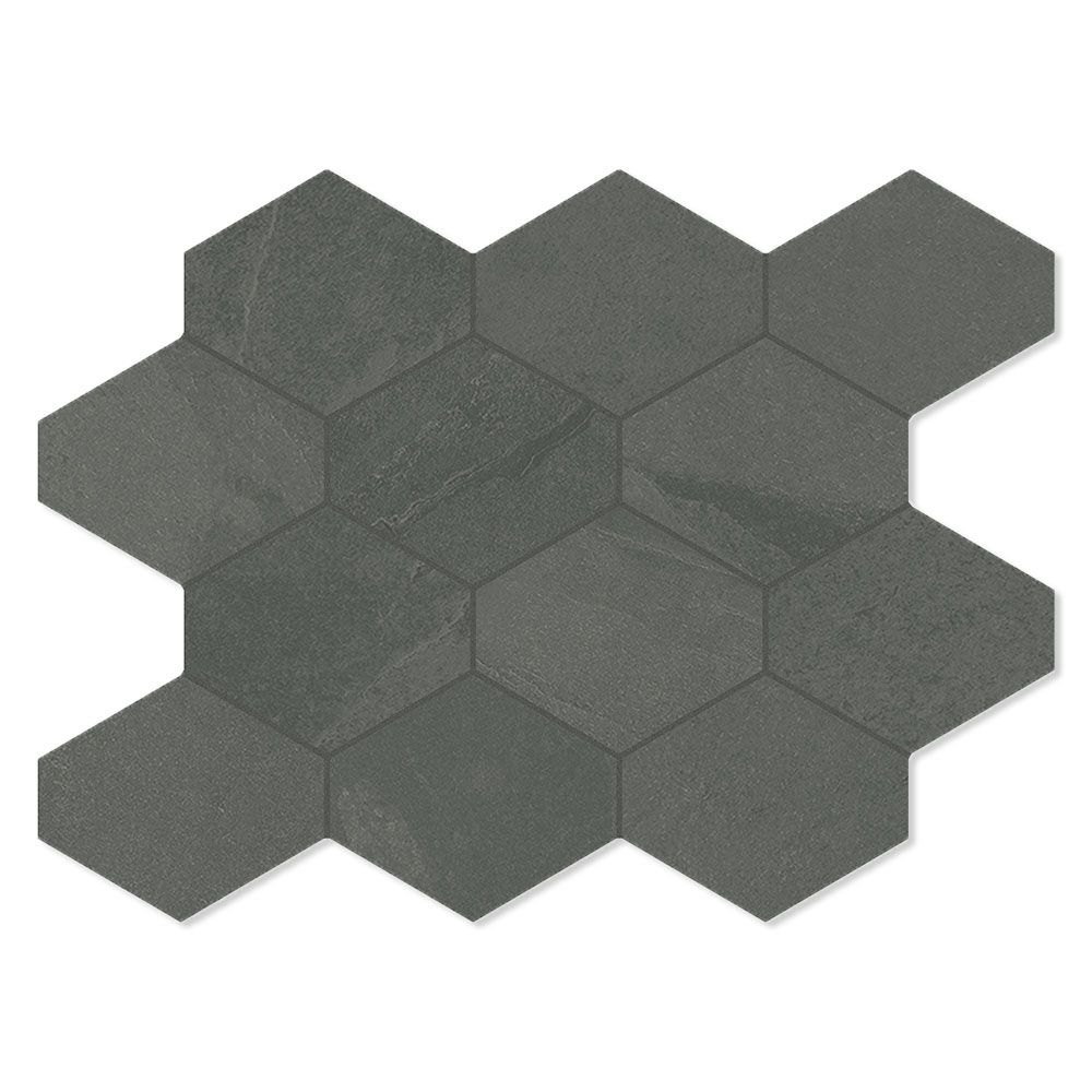 Unicomstarker Sekskant Mosaikk Gulvflis Brazilian Slate Elephant Grey Matt 25x34 (9.7x11.2) cm