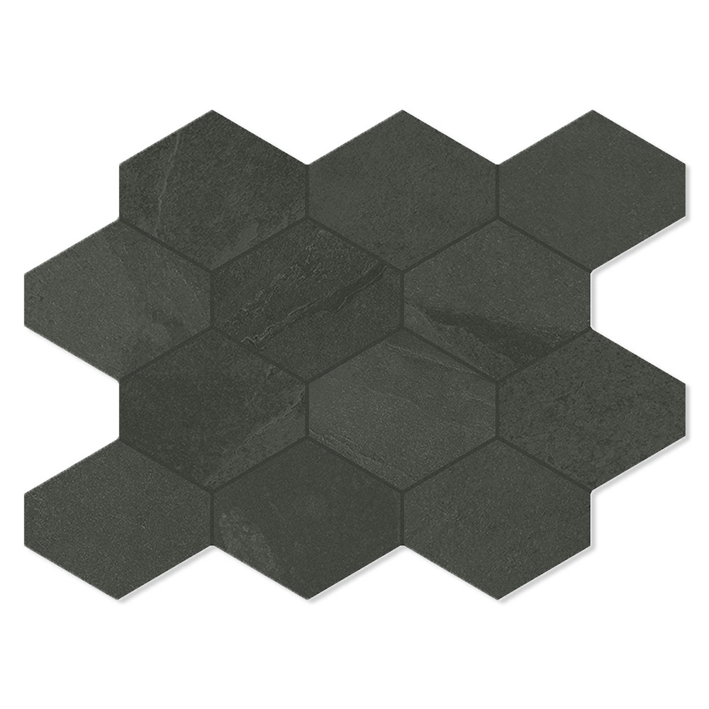 Unicomstarker Sekskant Mosaikk Gulvflis Brazilian Slate Pencil Grey Matt 25x34 (9.7x11.2) cm