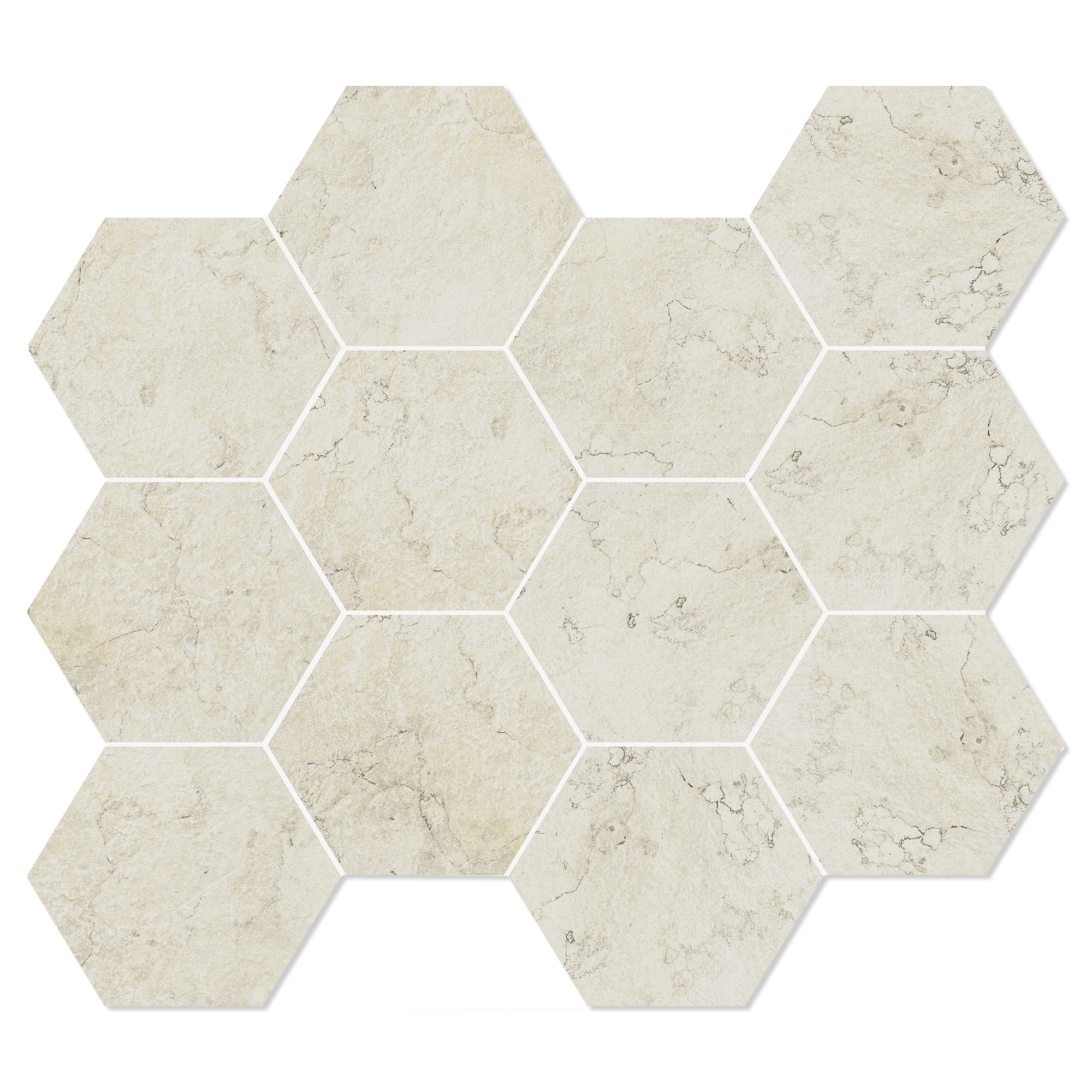 Unicomstarker Sekskant Mosaikk Gulvflis Marmorea Biancone Matt 30x34 (9.7x11.2) cm
