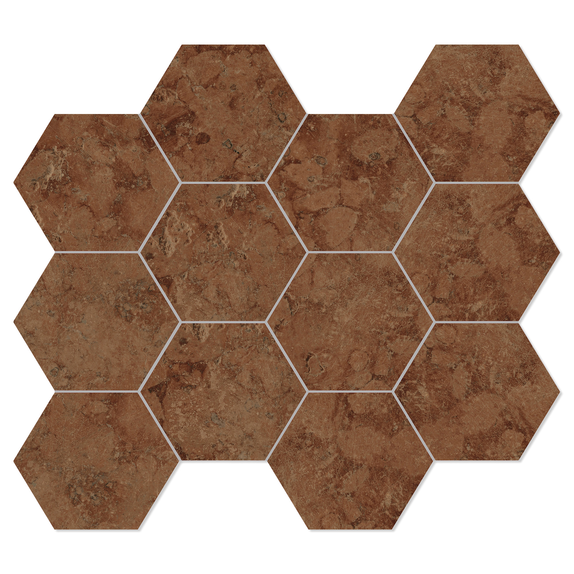 Unicomstarker Sekskant Mosaikk Gulvflis Marmorea Rosso Verona Matt 30x34 (9.7x11.2) cm