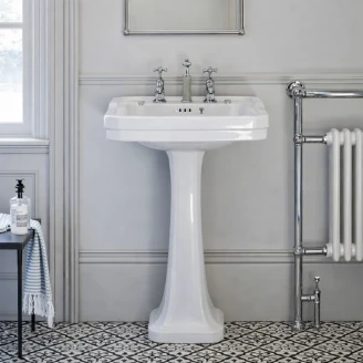 <strong>Burlington</strong>  Servant Edwardian 56 cm Hvit Blank 3 Hål med Piedestal Hvit