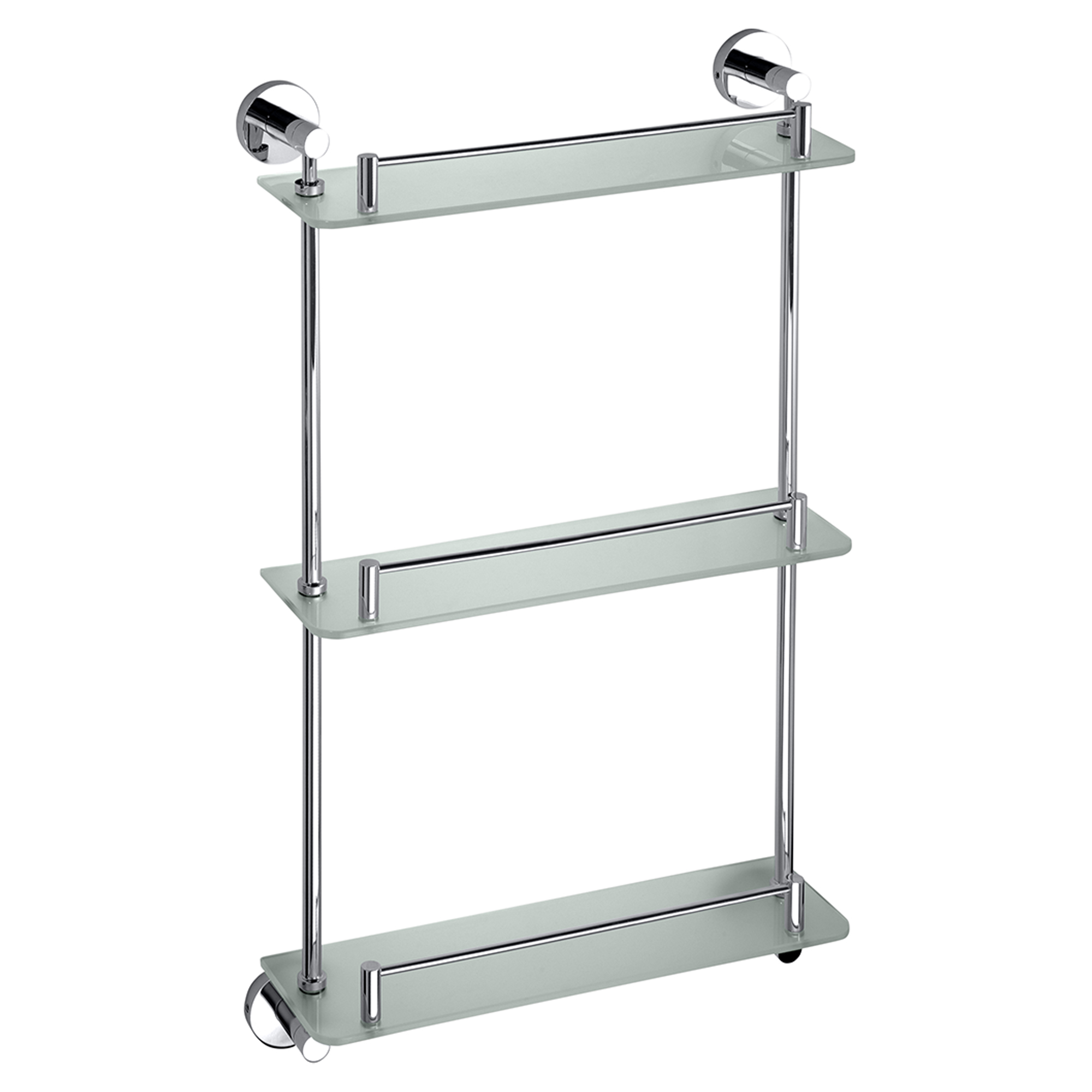 Trippel Baderomshylle med Rekkverk Holmstrand Krom Blank 40 cm