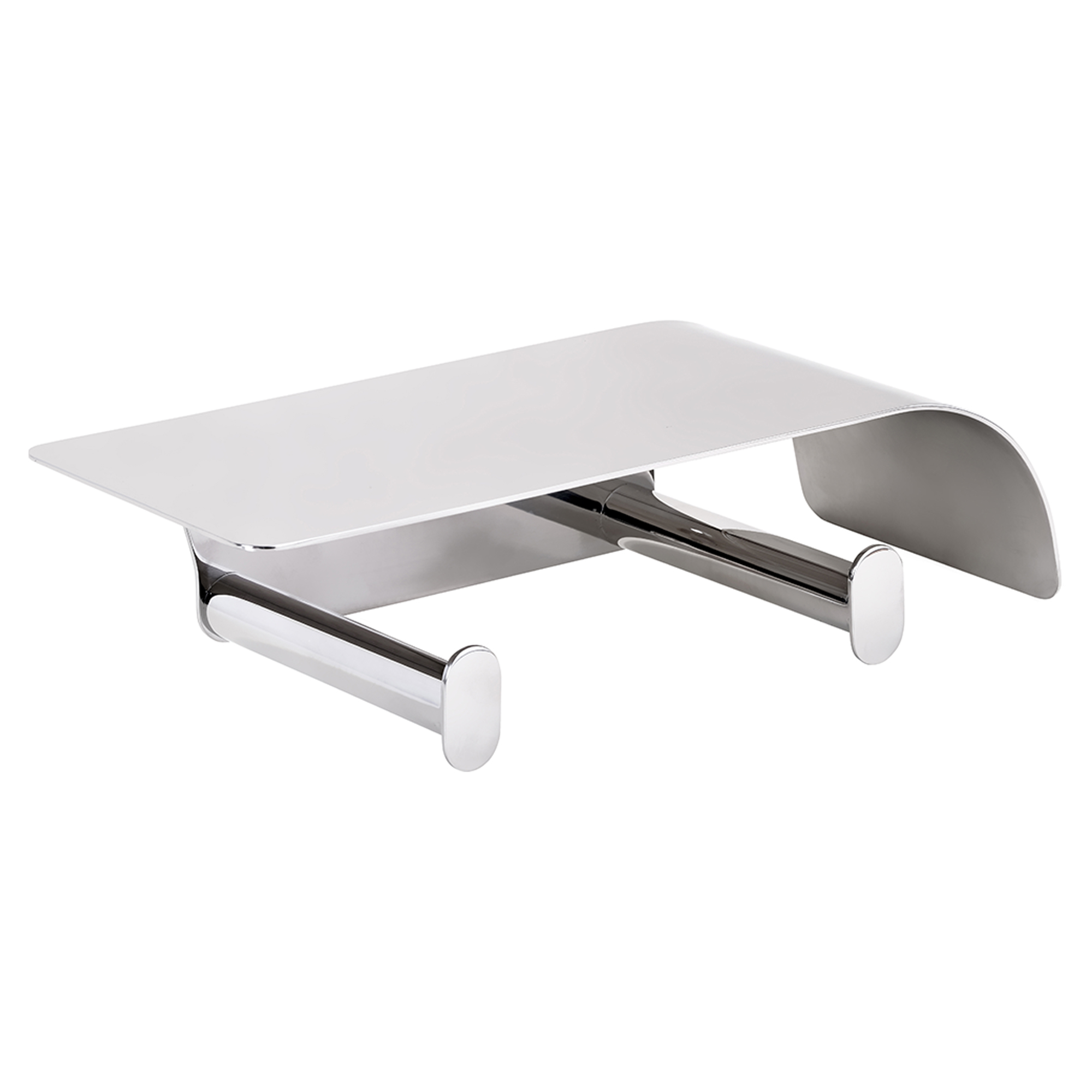 Dobbel Toalettpapirholder med Hylle Cendre Krom Blank