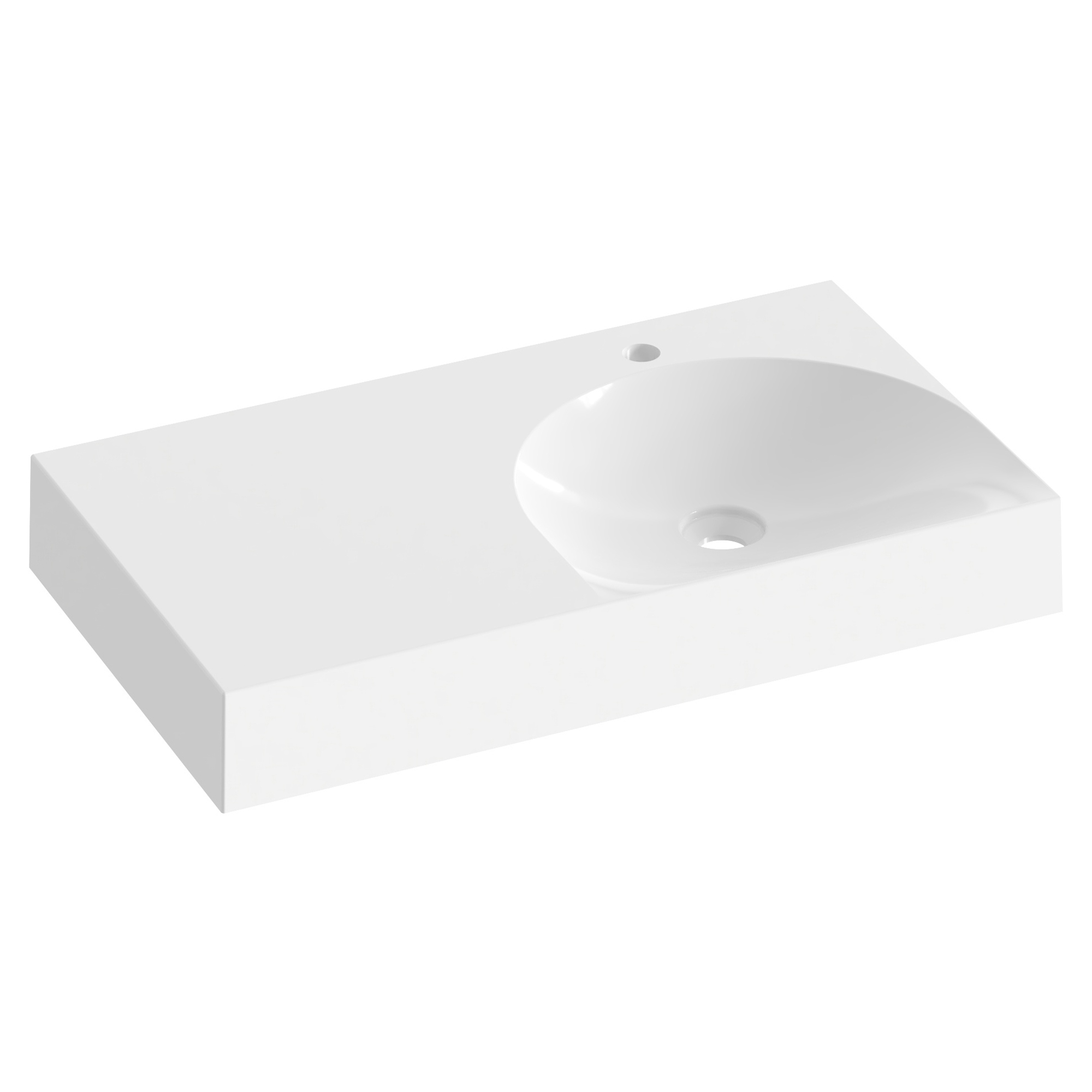 Ravak Støpemarmor Servant Lite Hvit Blank 80 cm Høyre