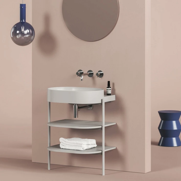 Ravak Servantskap Yard Lys grå Matt 60 cm med Servant & Bunnventil