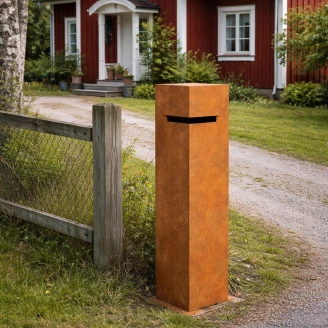 Cortena Postkasse med Vinklet Innkast <strong>Buzon</strong>  Cortenstål 120 cm