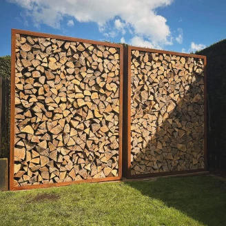 Vedstativ <strong>Vermis</strong>  Cortenstål 150x38x200 cm