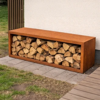 Vedstativ <strong>Vermis</strong>  Cortenstål 150x38x50 cm